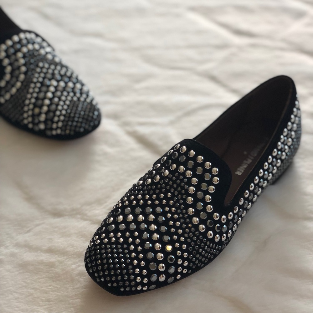 Donald J Pliner Silver Studded Loafers